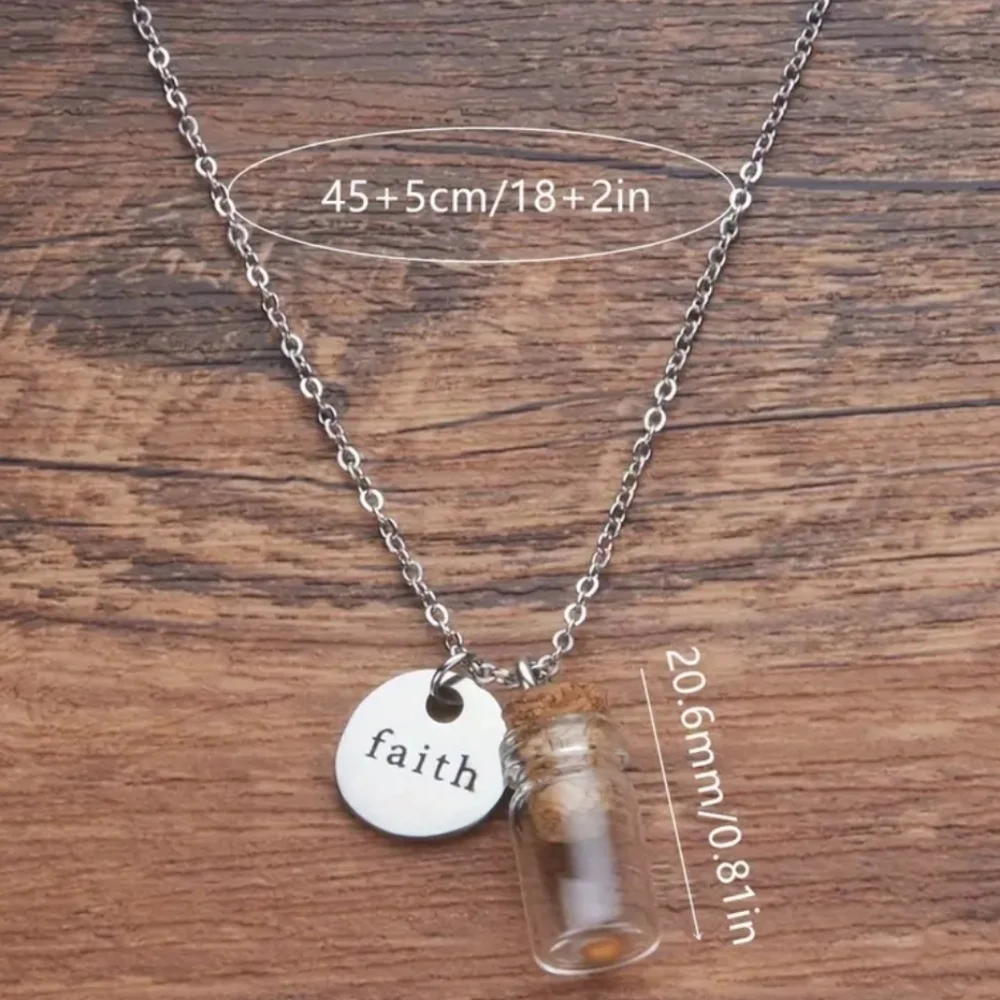 NWT! Faith Religious Mustard Seed Bottle Necklace